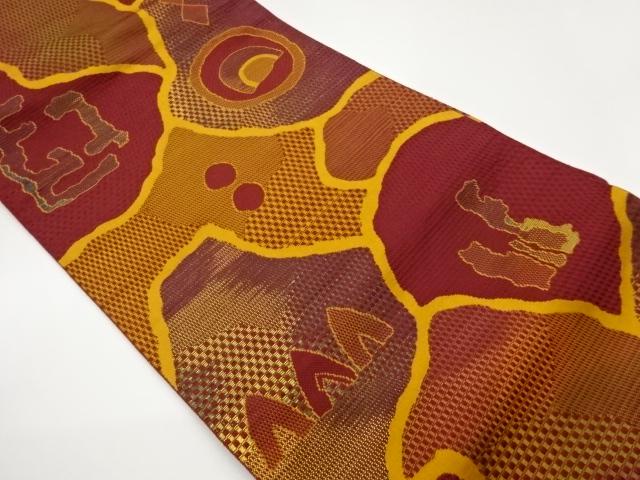 抽象模様織出し名古屋帯